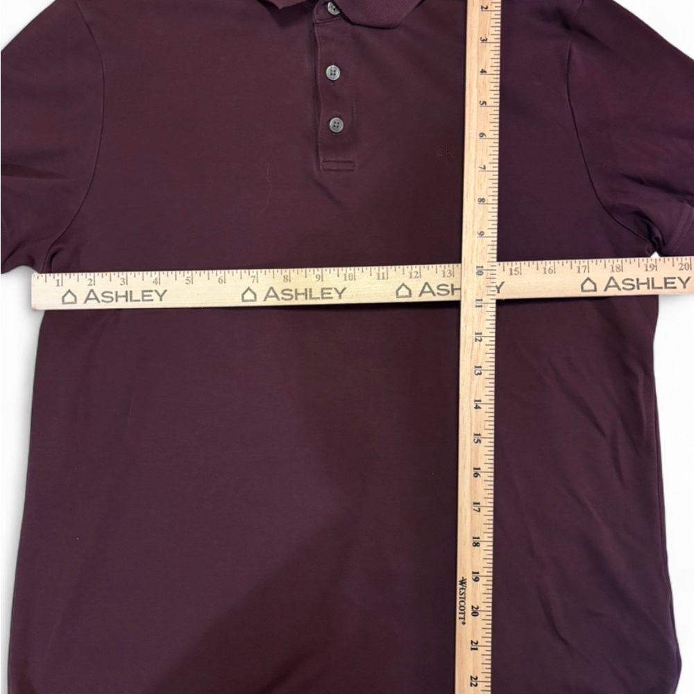 Calvin Klein Men’s Polo Shirt M | Burgundy Cotton Classic Fit - Picture 2 of 4